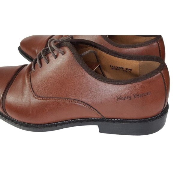 Henry Ferrera Mitch Brown Square Toe Oxford Dress Shoes Men's Size 9 - Picture 4 of 15